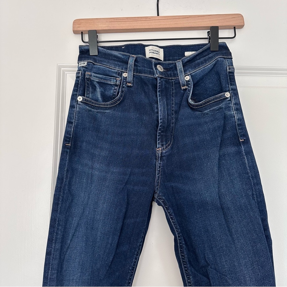 Citizens of Humanity (24) Isola Mid Rise Slim Crop Med/Dark Wash Denim Jeans - Picture 4 of 13